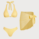 Set de Bikini Texturat Jacquard Galben
