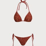 Set de bikini roșu cu sfoară și plasă