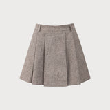 Fustă Mini Plisată Khaki cu Buzunare
