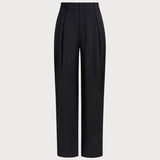 Pantaloni Drepți Negri cu Talie Naturală