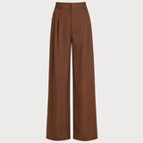Pantaloni Drepți cu Talie Naturală Caramel