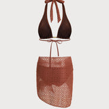 Set de trei piese Jacquard maro
