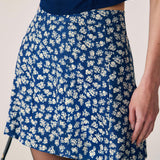 Fustă Mini A-Line Florală Bleumarin