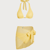 Set de Bikini Texturat Jacquard Galben