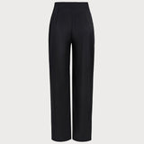 Pantaloni Drepți Negri cu Talie Naturală