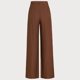 Pantaloni Drepți cu Talie Naturală Caramel