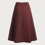 Fustă Tweed Burgundy cu Talie Înaltă