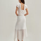 Fustă Midi Sirenă Albă din Jacquard
