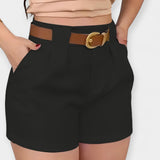 Pantaloni Plisați cu Talie Înaltă