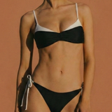 Seturi de Bikini Bralette Negre cu Contrast