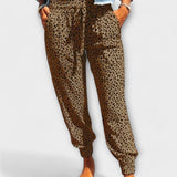 Fericire - Pantaloni leopard cu picioare largi