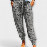Fericire - Pantaloni leopard cu picioare largi