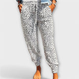 Fericire - Pantaloni leopard cu picioare largi