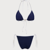 Set de bikini cu halter în contrast albastru