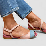 Roselina - Sandale roz asimetrice în stil color-block