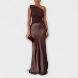 Luna - Rochie asimetrică din satin