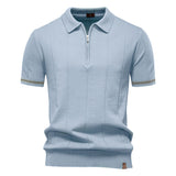 Polo cu Zipper pe Jumătate - Textură Verticală