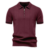 Polo cu Zipper pe Jumătate - Textură Verticală