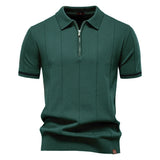 Polo cu Zipper pe Jumătate - Textură Verticală