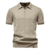 Polo cu Zipper pe Jumătate - Textură Verticală