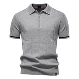 Polo cu Zipper pe Jumătate - Textură Verticală