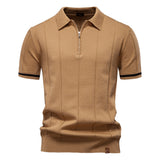 Polo cu Zipper pe Jumătate - Textură Verticală