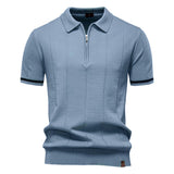 Polo cu Zipper pe Jumătate - Textură Verticală