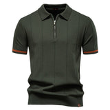 Polo cu Zipper pe Jumătate - Textură Verticală