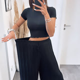 Maia - Pantaloni Plisați Negri