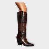 Botine cu Design Croco și Toc Elegant