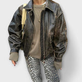 Chandra - Pantaloni din denim vintage cu imprimeu de leopard