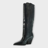 Botine cu Design Croco și Toc Elegant