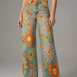 Caro - Pantaloni palazzo cu imprimeu floral