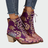 Botine din piele cu flori