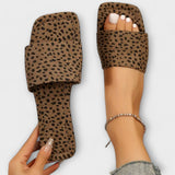 Elisabete - Mocasi cu talpă joasă cu imprimeu de leopard