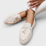 Mocasin Feminine Bej cu Șnur Decorativ