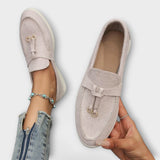 Mocasin Feminine Bej cu Șnur Decorativ