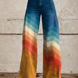 Léa - Pantaloni retro cu imprimeu zigzag