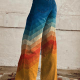 Léa - Pantaloni retro cu imprimeu zigzag