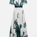 Vanessa - Rochie Lungă cu Imprimare Aquarelă