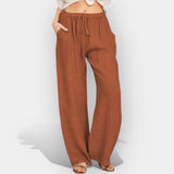 Malika | Pantaloni din in cu design fluid
