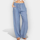 Malika | Pantaloni din in cu design fluid