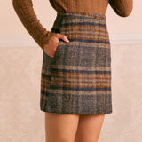 Fusta Mini Striped cu Talie Naturală Culoare Maro