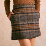 Fusta Mini Striped cu Talie Naturală Culoare Maro