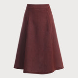 Fustă Tweed Burgundy cu Talie Înaltă