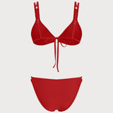 Set de bikini triunghiular roșu cu O-Ring