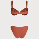 Set de bikini solid cu sârmă, roșu cărămiziu