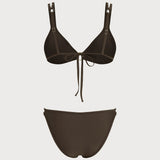 Set Bikini O-Ring Triunghi Cafeniu
