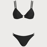 Set Bikini Triunghi Negru cu O-Ring