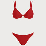 Set de bikini triunghiular roșu cu O-Ring